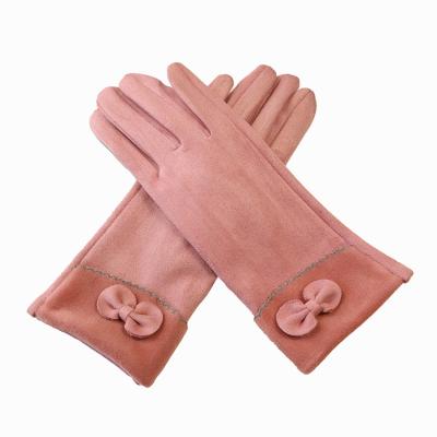 China Stylish Pink Polyester Windproof Warm Gloves Outdoor Work for sale