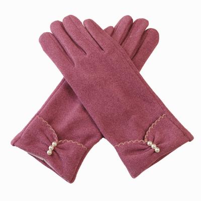 China Ladies Warm Windproof Gloves Elegant Peral Mittens Female Fashion Women for sale