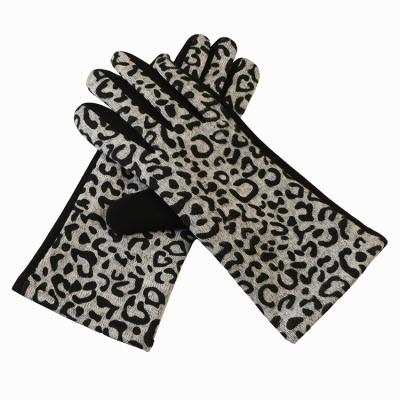 China Custom Accessories Leopard Wool Women Gloves Mittens Touchscreen Warm à venda