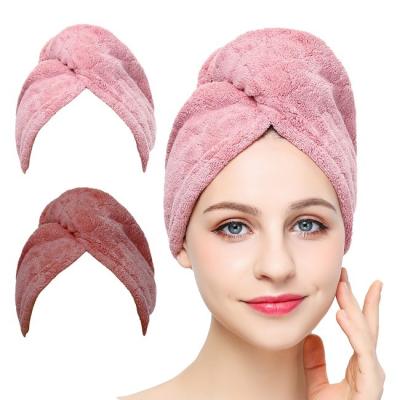 Chine La serviette sèche rapide de tête de Microfiber anti frisottent le bleu de rose de turban de cheveux à vendre
