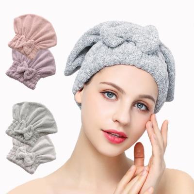 Chine Chapeau de douche en bambou naturel de serviettes de turban de séchage de cheveux de Microfiber à vendre