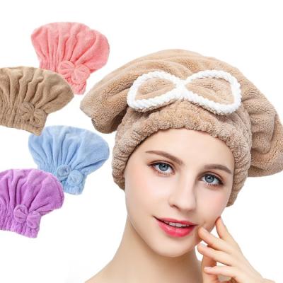 China OEM Colored Super Absorbent Hair Towel Microfibre Head Towel After Shower for sale