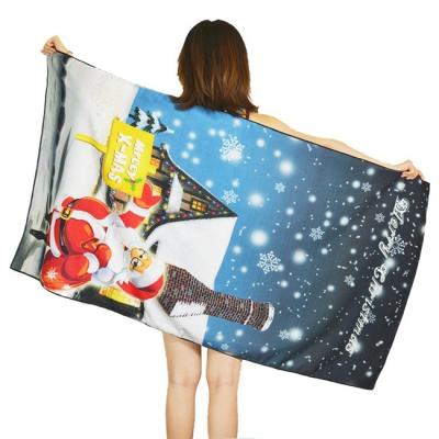 China Designer Recycled Microfiber Christmas Beach Towels Quick Dry 400gsm for sale
