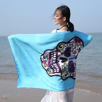 China Custom Printed Sugar Skull Beach Towel Large Thick 250gsm for sale