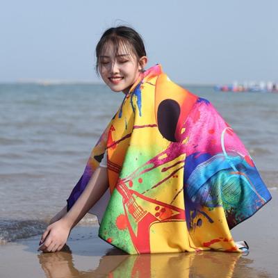 China Waffle Weave Quick Dry Microfiber Beach Towel 84 Inch Parrot for sale
