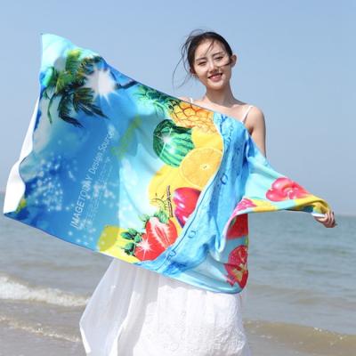 중국 굉장히 부드러운 스웨이드 격자무늬 모래 저항하는 해변 전표면 72 인치 해변 타월 판매용