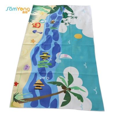 China Custom Printed Sand Repellent Beach Towel Palm Tree For Surfing for sale