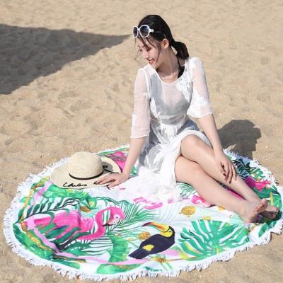 China Large Custom Microfiber Beach Towels Tropical  Round For Swimming for sale