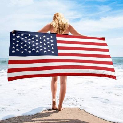 中国 厚い及び耐久繊維浜のプールのマイクロファイバーの水泳タオル米国の米国旗 販売のため