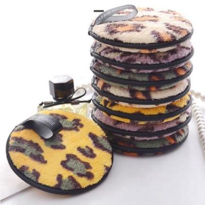 China Leopard Print Washable Makeup Remover Pads Reusable Face Cleansing Pads for sale