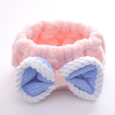 China 300gsm Pretty Fluffy Makeup Headband Bowknot For Washing Face for sale