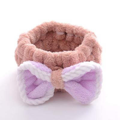 China Microfiber Fur Face Cleansing Headband Wide Bow For Ladies Spa for sale