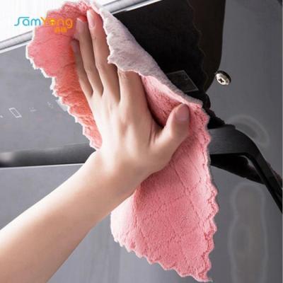 China Anti Bacterial Coral Fleece Towel Small Hand Towels For Kitchen 30x30cm for sale