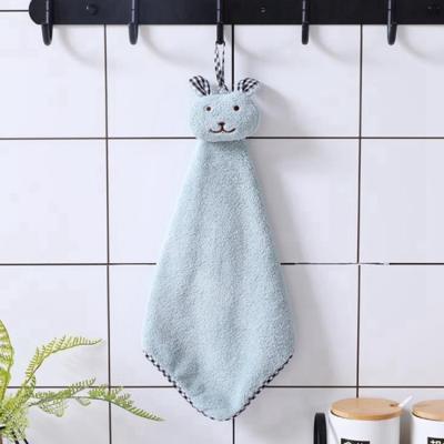 China Conejito suave de impresión de encargo de la toalla de mano del paño del trapo de la cocina para el cuarto de baño en venta