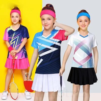 China Cotton Sports Wear Clothing Tee Shirts Skirt Sets For Girls Children for sale