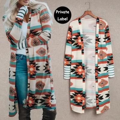 China Western Style Puffer Down Coat Geometric Color Long Cardigan Coat for sale