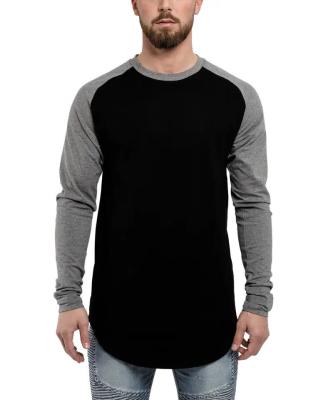 China                  Men′s Baseball Long Sleeved T-Shirt Oversize Fashion Basic Sleeve Raglan Men′s Longline Tee L/S              for sale