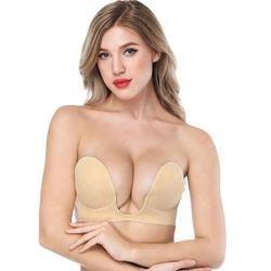 China Wire Free Cotton Women Underwear Self Adhesive Push Up U Bra for sale