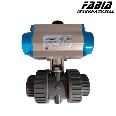 China Pneumatic Double Command Ball Valve with PVC Body for sale