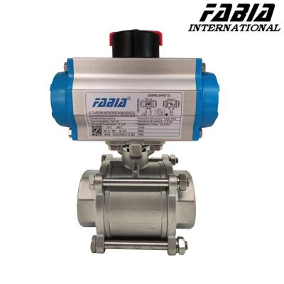 China Pneumatic 3-Piece Ball Valve With Internal Thread For Pipeline Control for sale
