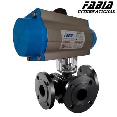 China High Temperature High Pressure Ball Valves Pneumatic Three-Way Flange for sale
