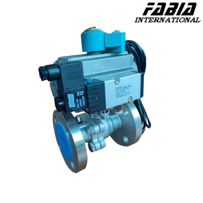 China Flanged Connection Pneumatic 304 Stainless Steel Ball Valve Two Piece for sale