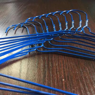China 16inch 1.9mm Blue Color Wire Hanger For Dry Cleaners for sale