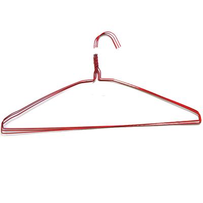 China Disposable Stainless Steel Red Closet Wire Shirt Hangers for sale