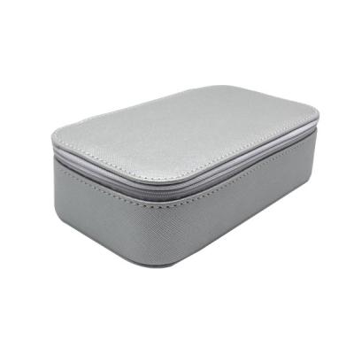 China Zipper Leather Jewelry Storage Organizer Box 15*8*5cm for sale