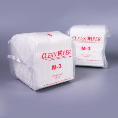 China 25x25cm Lint Free Cleanroom Paper Nonwoven Cleanroom Wipes 9x9 M-3 Series for sale