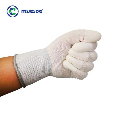 China High Density White Polyester Cleanroom Gloves Carbon Fiber ESD Gloves Industrial Good Quality for sale