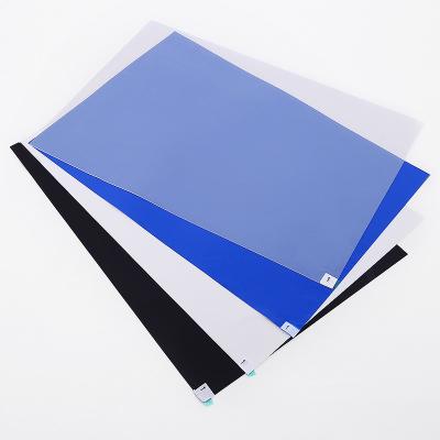 China Customized Cleanroom Disposable Adhesive Laminated peel off transparent white blue sticky mat for sale