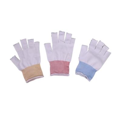 中国 Reusable Seamless Construction Half-Finger Polyester Glove Liners For Cleanroom 販売のため