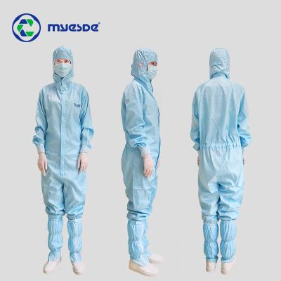 China Antistatic Smock Reusable ESD cleanroom coverall antistatic uniform with hood esd lab Coats Clean Room Garments for sale