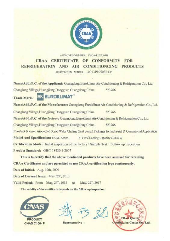 CRAA - Guangdong EuroKlimat Air-Conditioning & Refrigeration Co., Ltd