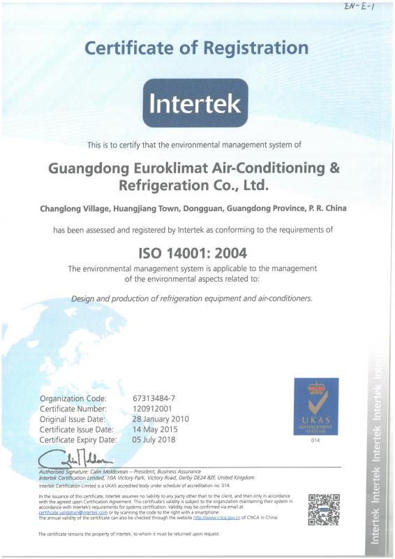 IS014001 - Guangdong EuroKlimat Air-Conditioning & Refrigeration Co., Ltd