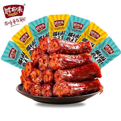China Popular sweet spicy flavor 38g roasted duck neck meat type smacks for sale