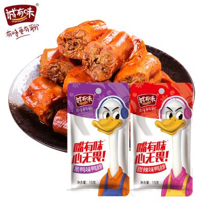 China Brine products spicy flavor 15g duck neck meat with bone snacks for sale