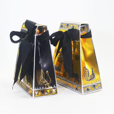 China Beauty Cosmetic Foldable Packaging Box Cardboard Bags With Black Ribbon for sale