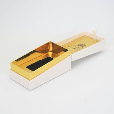 China Perfume Bottle Gold Shiny Inner Cardboard Cosmetic Packaging With Magnetic Lid for sale