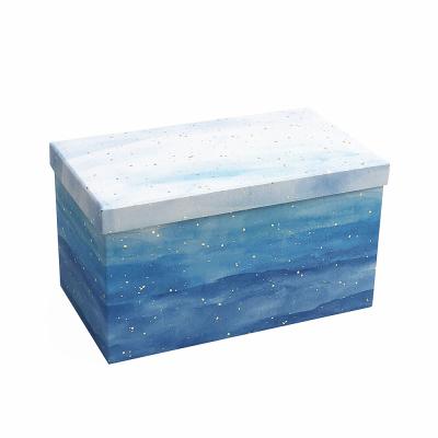 China Custom Hot Stamping Luxury Base And Lid Box Blue And Green Cloth Box FSC for sale