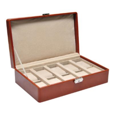 China Caixas de embalagem de joias feitas à mão com 10 compartimentos de veludo para relógio masculino anéis elegantes à venda