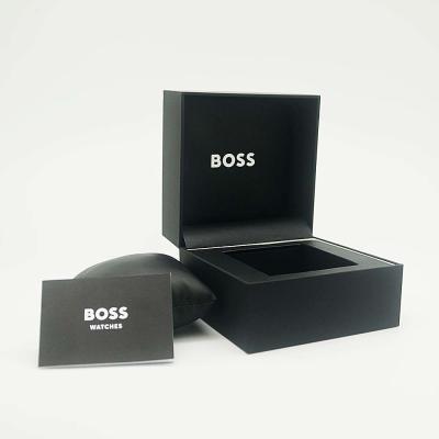 China Black Luxury Magnetic MDF Wooden High quality Watch Box Packing Luxury Craft Jewelry Box With Pillow And Brochures for sale