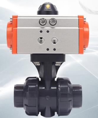 China Air Actuated PVC Ball Valve Double Acting actuation  Pneumatically Actuated Direct Acting uPVC True Union Ball Valve for sale