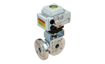 China T / L Type 3 Way Electric Actuated Ball Valve For Diverging Converging for sale