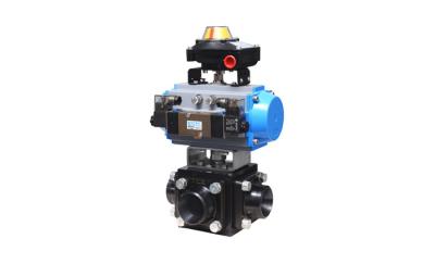 China 3 Way T / L Type Pneumatic Ball Valve Butt Welding End For Diverging Converging for sale