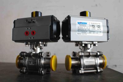 China Food Grade Sanitary Pneumatic On Off Valve / Stainless Steel Actuated Ball Valves Horizontal pneumatic actuator for sale