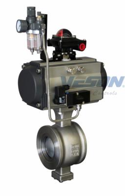 China V Notch Pneumatic Actuated Ball Valve , Motorized Ball Valve Nickel Plated for sale