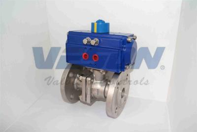 China 2 Pcs Full Bore Pneumatic Ball Valve Fire Safe Design Flanges ANSI B-16.5 S-150 for sale