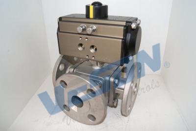 China SS Material Pneumatic Shut Off Valve / Three Way Ball Valve For Pipe Line for sale